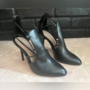 Zara Black Leather Strappy Bootie Pump | Size 36